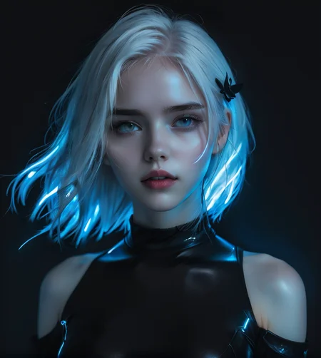 masterpiece,high resolution,8k,
3xpression,,1girl, ,black clothes,glow,upper body,white hair,
<lora:emogirlXL:0.6>,3xpression,