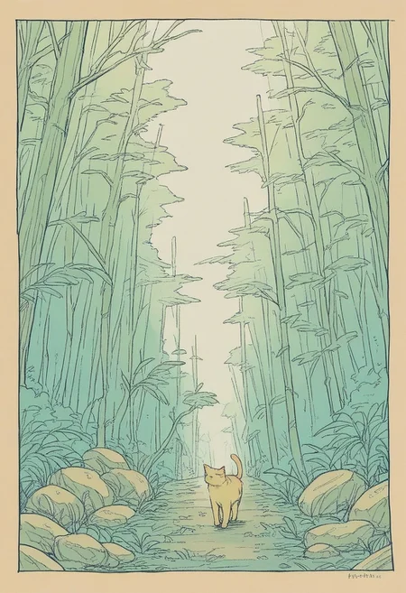 score_9, score_8_up,score_7_up, source_ anime,
<lora:traditional_slider_v1_NEGWEIGHT:-0.8>, cat, standing, forest, double rainbow,