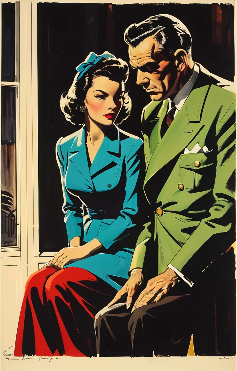 masterpiece,best quality,<lora:tbh369-sdxl:0.6>,illustration,style of Milton Caniff portrait of family