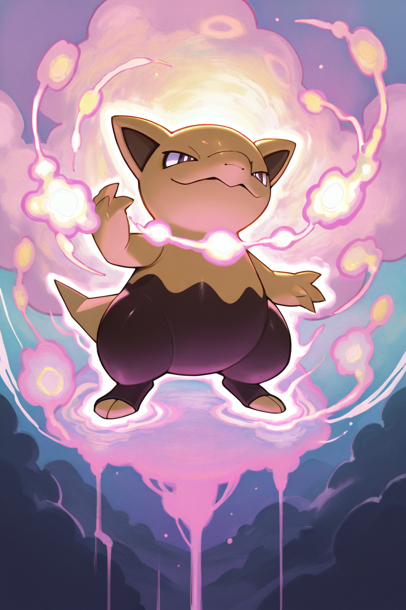 masterpiece, best quality,   <lora:DrowzeePokedexIXL:1.0>,   drowsee (pokemon), no humans, solo,   surrounded by swirling dream clouds, glowing psychic aura, surreal and magical dreamland, soft pastel lighting, whimsical and vibrant, highly detailed