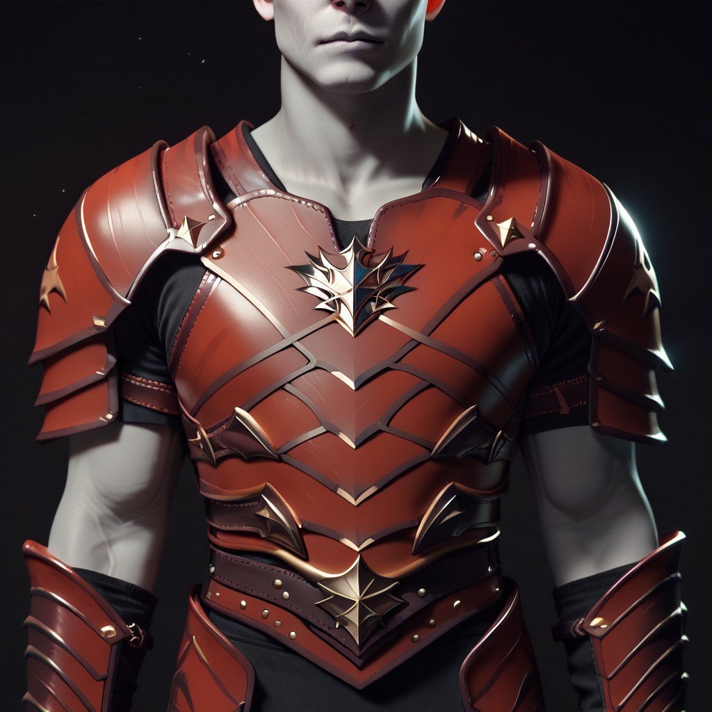 (((detailed, beautiful, high quality))), score_9, score_8_up, score_7_up, 
leather armor, leather shoulder pads, leather bracers, male, grey skin, 
no human, (((armor close up))), ((red color armor)),
black background,