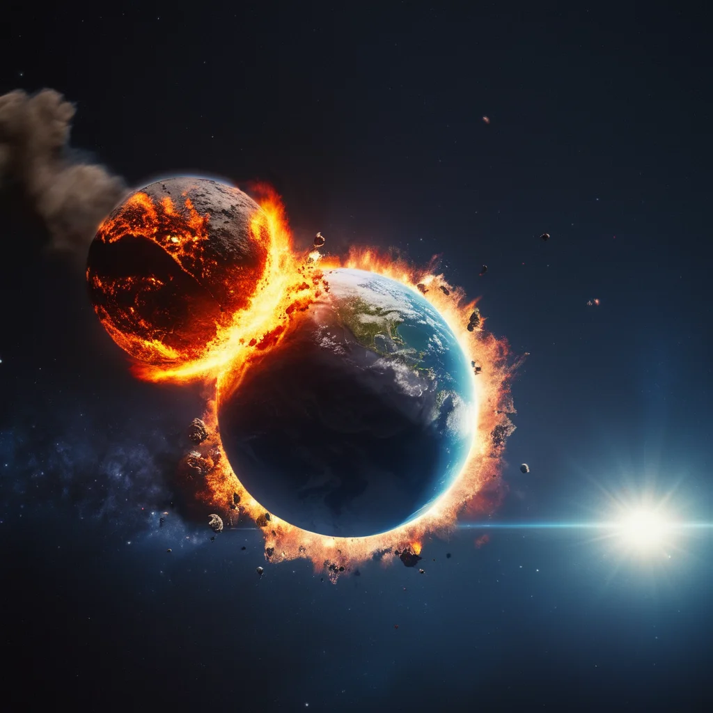 cinematic film still of <lora:collision style:1>
A collision of a picture of a planet with a fireball in the middle,no humans,fire,star (sky),scenery,space,planet,earth (planet) , impact, crash, explosion, destruction, strike, wreck, smash, planet, outer-space, galaxy, cinematic, film, different color, real, collision style, shallow depth of field, vignette, highly detailed, high budget, bokeh, cinemascope, moody, epic, gorgeous, film grain, grainy