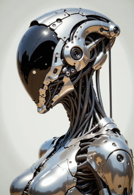 in the style of artics, highest details, ultra hyper realism. highly detailed and realistic. intricate and highly professional artwork, an absolute masterpiece.
hyper realistic and highly detailed close up photo of a female cyborg in a silver suit, zbrush central contest winner, perfect android woman, sleek robot, busty, Jingna Zhang, body made of chrome and glass, style of Karol Bak, dynamic side view medium shot, cyber , very futuristic clothing and see through helmet, realistic reflections, scifi art, pastel grey background.