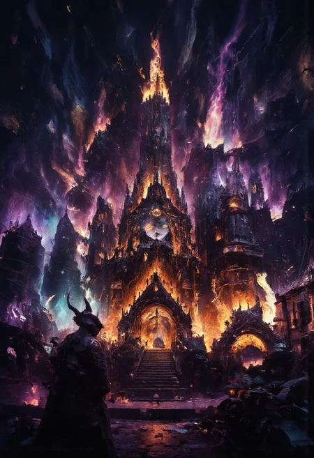 Hyper-realistic photograph, magical city burning in a breathtaking yet heartbreaking display of color. The flames dance in vivid oranges and fiery reds, their light casting a warm glow that contrasts with the cool, deep blues of the encroaching twilight sky. The intricate architecture, once a testament to beauty, now flickers with gold and amber reflections, creating a mesmerizing but tragic palette.
Abstract Lighting Effects, Hyperrealism, Midjourney Style, Photorealism, Cinematic, High Fidelity, Realism, Light Play,
in the style of Jed-clrfl, bailing_fire,aidmaHyperrealism,purple flames, magical fire