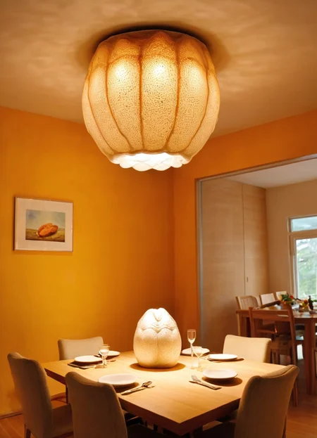 the xenoegg ceiling lamp, dining room, soft light,
<lora:Xenomorph_Egg_SDXL:1> xenoegg
