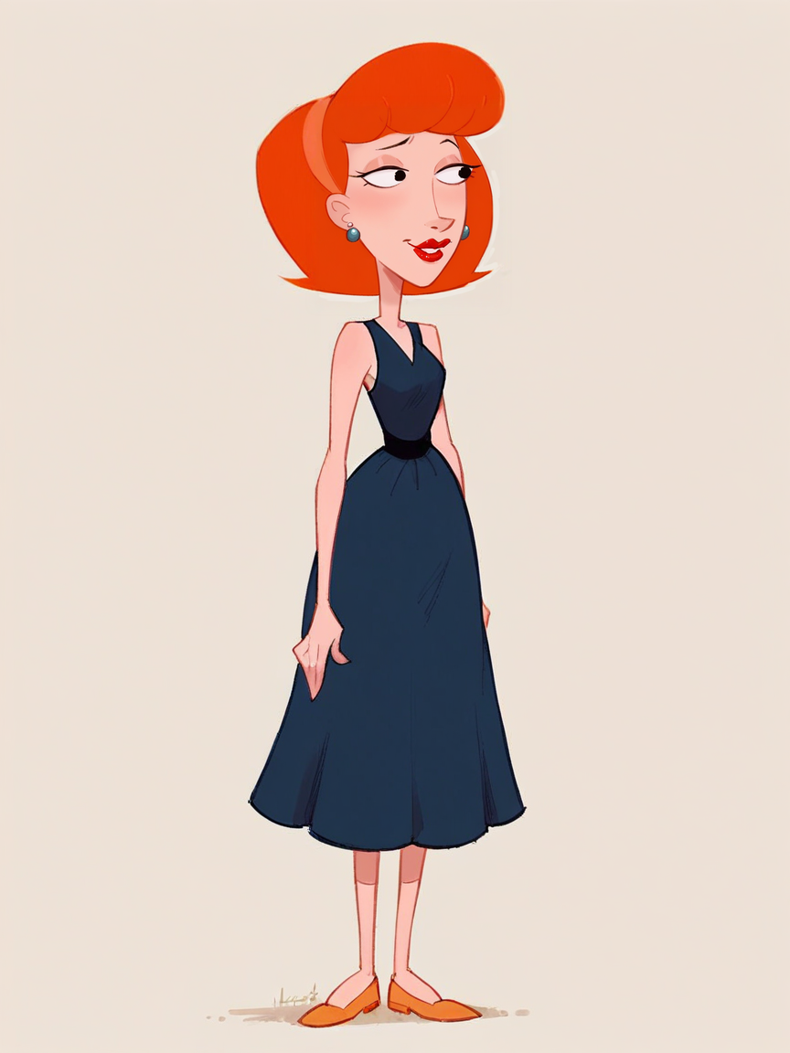 score_9, score_8_up, score_7_up, score_6_up, score_5_up,    <lora:lindaFFXLP:1> lindaff, 1girl, solo, lipstick, orange hair, earrings, headband, full body, dress,