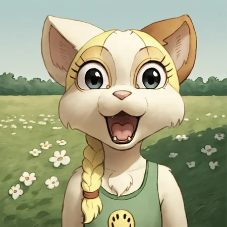 score_9, score_8_up, score_7_up, source_anime BREAK
Tiffany, 1girl, solo, animal ears, furry female,cat, open mouth looking at viewer,solo,outdoors,detailed backround,natural light,shadow detail,front view
<lora:Precocious:0.8>