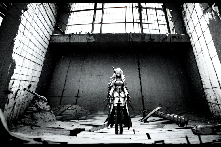 highly insanely detailed, masterpiece, top quality, best quality, highres, 4k, 8k, RAW photo, (very aesthetic, beautiful and aesthetic),  
tsutomu nihei,nihei_tsutomu,blame!,blame gakuen!,abara,TNstyle,sidonia_no_kishi,(tunnel,giant room,stairs,deep horizon,hangar,mausoleum,space,spacecraft),fog,mist,smoke,foggy,machinery,dome,toha heavy industries,fence,ventilation fan,ventilation shaft,buildings,clouds,gauna,gauna mech,wire,concrete walls,metal walls,light particles,walkway,dark sky,black sky,tentacles,cables,tubes,industrial pipes,lantern,bridge,drainpipe,air conditioner,star \(sky\),starry sky,letterboxed,bones,open space,no human,dystopia,destroyed,dark background,decrepit,empty,futuristic,biomachine,bioluminescence,cyberpunk,blm,vast scenery,perspective,flock, 
<lora:ABARA:0.8>, 
(1girl:1.3), 
solo focus, 
Bathhouse,Steam-filled chamber with a sunken bathing pool lined with tiles,shelves stacked with aromatic oils and perfumes,woven baskets for towels,flickering oil lamps,and intricate tile mosaics depicting scenes of daily life,âââ