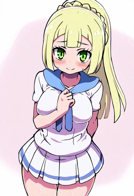 masterpiece, best quality, 4k, high resolution, absurdres, medium breasts, (curvy), cute, eyelashes, shiny skin, vivid colors, BREAK, ,,, medium breasts, curvy, tiny woman, small woman , petite, short body, skinny, cute girl, pretty girl, innocent girl, zzlillie, long hair, ponytail, French braid, white shirt, short sleeves, white skirt, pleated skirt,, fit body, smile, shy, looking at viewer, high angle, library ,,, <lora:ZankuroStyleIllustrious_v3:0.7>,
