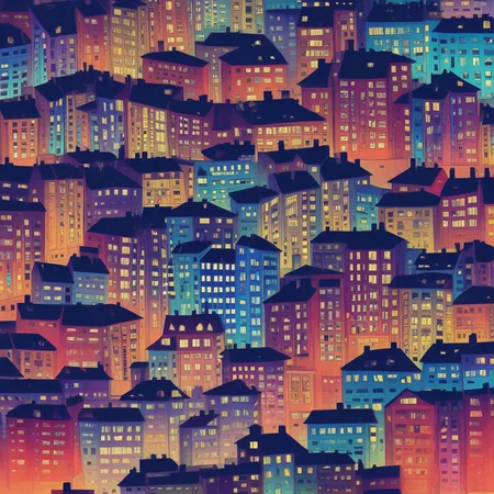 colorful cityscape at night