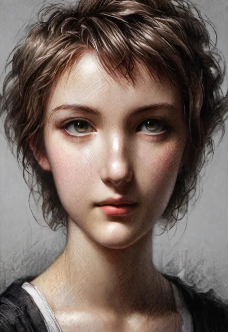 (masterpiece), 
1girl, 
short hair,
HDR, highly detailed, 32k, 
looking at viewer,
perfect face feature,