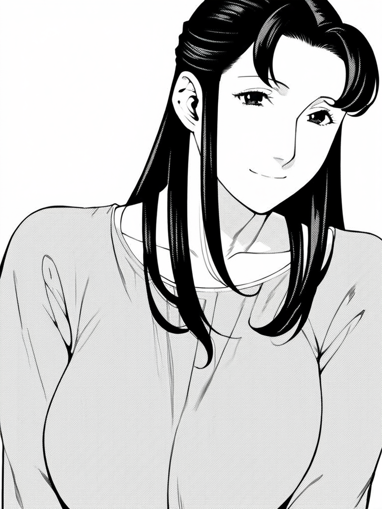 score_9, score_8_up, score_7_up,  
1girl, monochrome, suzuki tk, mature female, long hair, black hair, large breasts,

looking at viewer, smile, closed mouth, overshirt, upper body, v arms, white background,