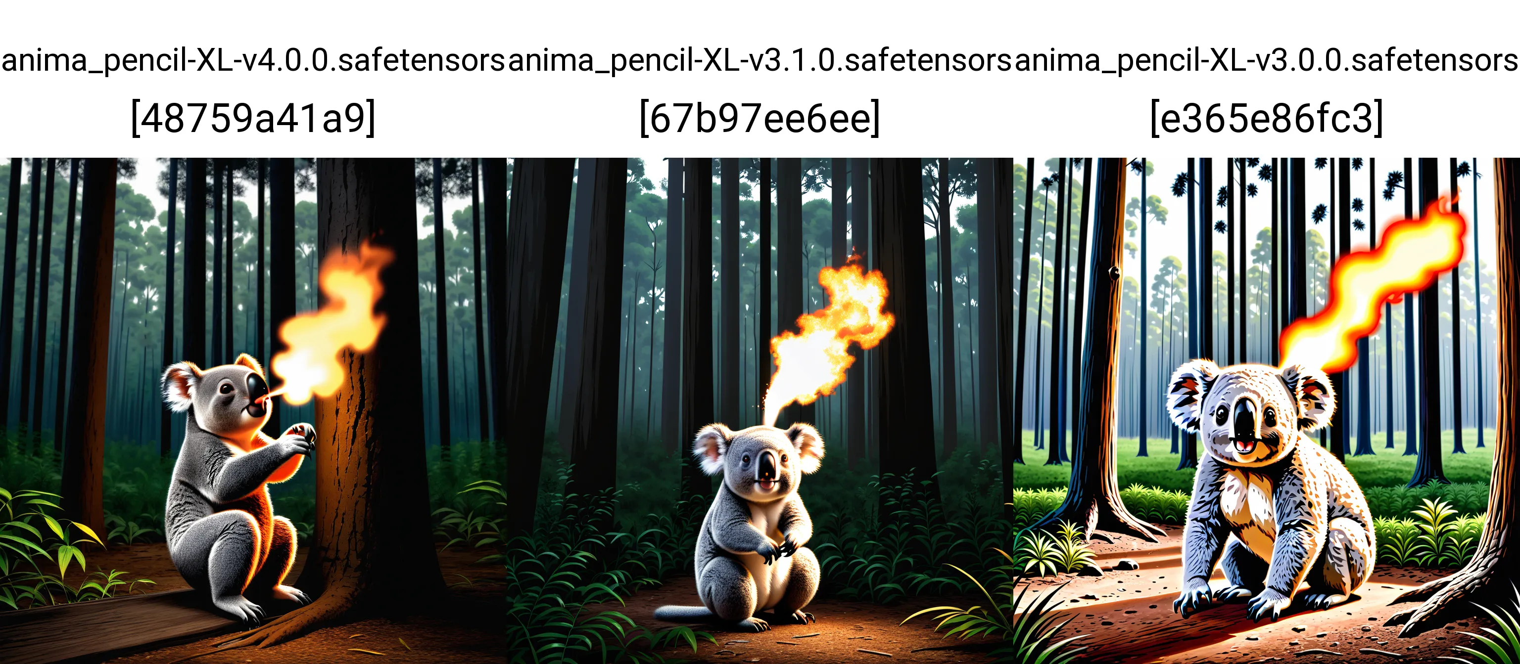 photo of fire breathing koala, forest, photorealistic