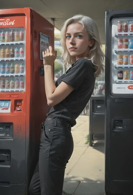 <lora:jihankiKickPony:0.7> jihanki kick, jihanki, vending machine, motion blur, 1girl, high quality, detailed eyes, anime, score_9,score_8_up,score_7_up, source_anime, anime,white hair,blue eyes,leg up,pants,back angle,
BREAK,
 pencil drawing, charcoal sketch, black-and-white, detailed, expressive, high-contrast shading, textured strokes, soft gradients, close-up portrait, smudged charcoal shadows, delicate crosshatching, rough edges, focused composition, dramatic lighting, alternative aesthetic, minimalist background, hand-drawn textures, traditional sketch style, artistic mood, professional rendering, paper texture