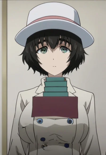 source_anime, official anime artwork, screencap, anime screencap, best quality, <lora:Mayuri_Shiina:1>solo girl, green eyes, thick eyebrows, Mayuri coat, white headwear, ,,,,,,,,,,,,,,,,,anime coloring, anime screencap, 1girl,Solo ,, anime,PUFFY nipple,huge breasts,,,official art, Uncensored ,Unedited ,,,,,,,,,,,,,,
