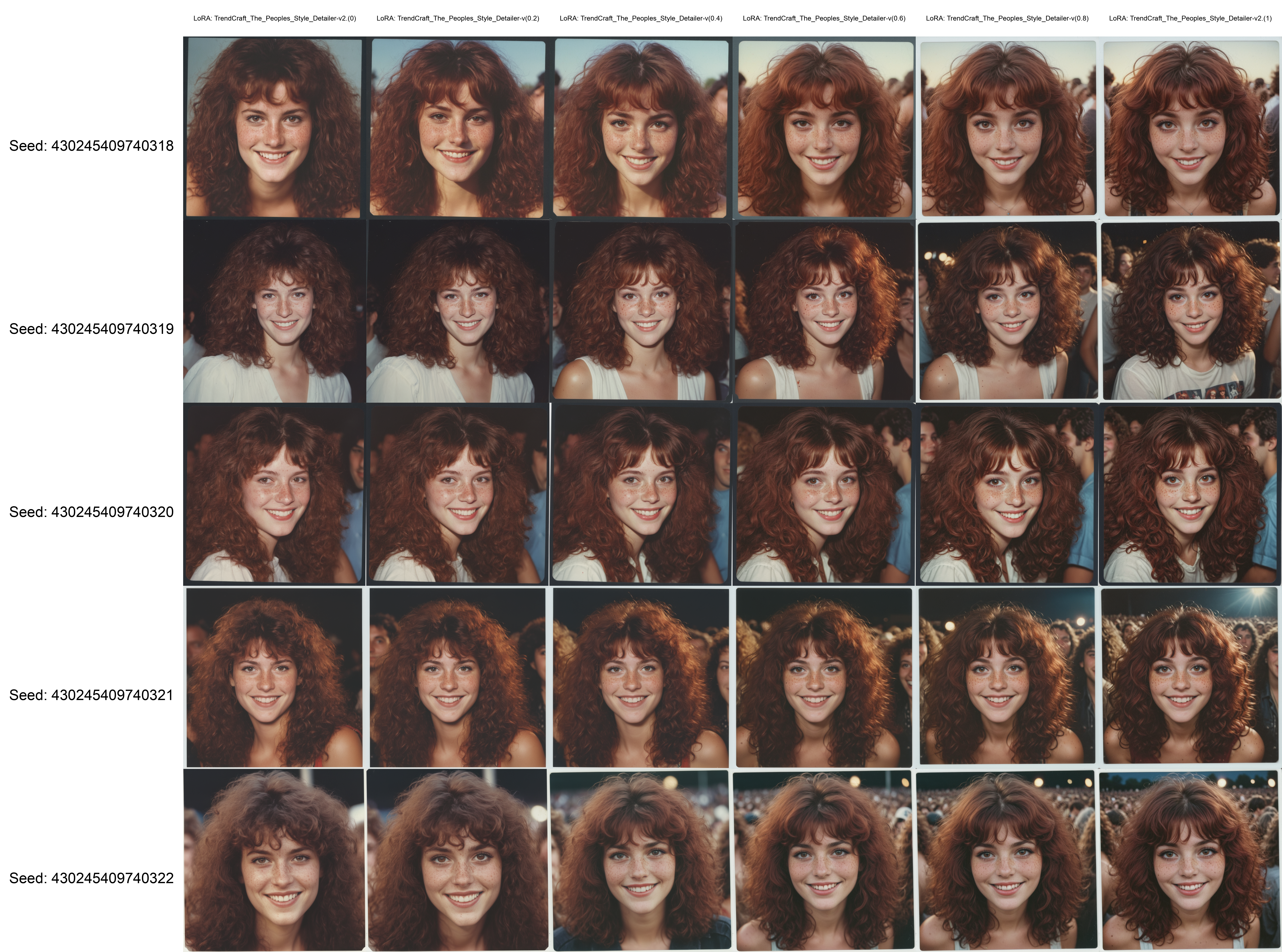 1980s vintage photo, extremely beautiful woman,  freckles, beautiful eyes,, dark red hair, wavy, brown eyes, 1980s big poofy hair with big bangs,smile , many freckles, polaroid 1980s rock concert, groupie, rock fan, vintage