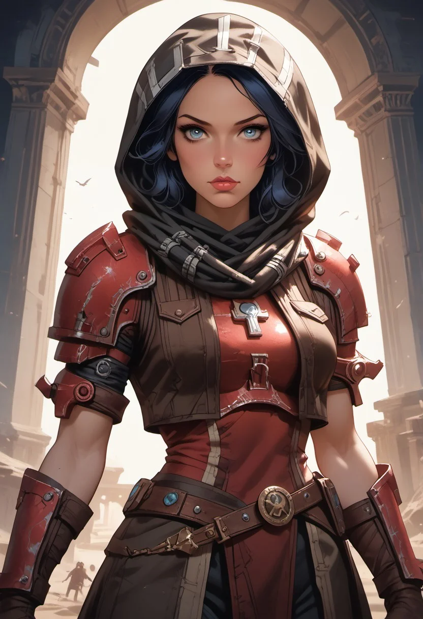 Stable_Yogis_PDXL_Positives, (score_9, score_8_up, score_7_up), ((Greek mythology style)), ((face focus, eye focus, dynamic angle, motion)), 1girl, solo, fantasy, (athenabl), (armor, gloves, hood, scarf, pants, belt), lace, cape, breathless intimacy, tanned skin, petite model bombshell, heart, young, delicate features, narrow pointy nose, tiny nose, lust, big eyes, seductive eyes, blue eyes, detailed skin, flared lashes, mascara, makeup, perky huge breasts, athletic body, narrow waist, skinny hips,
warm light, detailed, neon dark party
BREAK
milky way, runes, arcane, astral, surreal, ethereal glow, masterpiece, best quality, intricate design. colorful, moonlit nightsky, stained glass aesthetic, moody whimsical color palette, murano glass, bold soldering lines, volumetric light shining through, crepuscular rays, intricate craftsmanship, detailed texture, luminous transparency, reflective light play, vivid hues, atmospheric depth, enchanting silhouette, art nouveau,