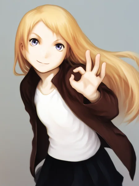 score_9, score_8_up, score_7_up, uncensored, BREAK, 1girl, <lora:yoshitoshi_ABe_Style_PDXLv0:1> abe yoshitoshi style, adult, long hair, <lora:money-gesture-ponyxl-lora-nochekaiser:1> money gesture, yellow hair