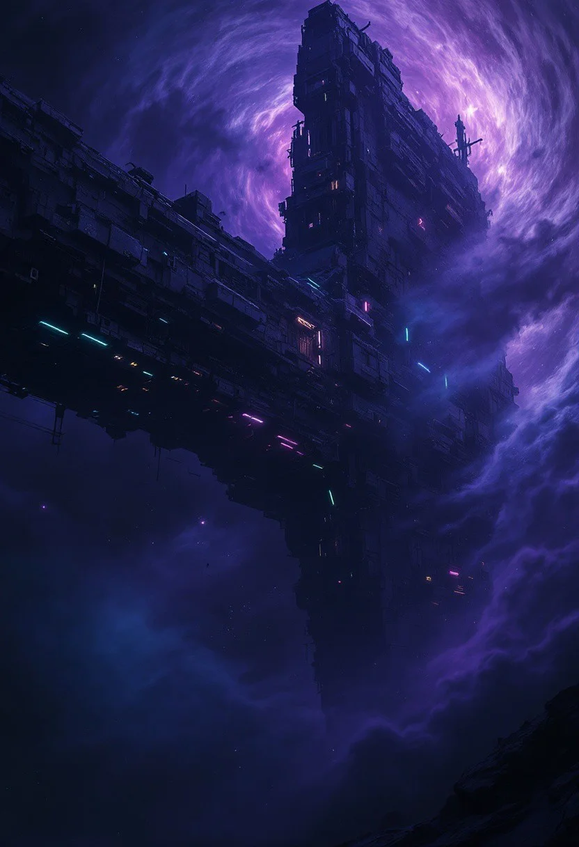Sci-fi mod, a dark and eerie space scenery. A massive, derelict space station drifts silently in the void, its skeletal frame barely holding together. The station's exterior is cracked and worn, covered in layers of dust and frozen debris. Dim, flickering neon accents pulse weakly along its structure, casting brief, ghostly glows in hues of cyan, violet, and sickly green. The lights struggle against the overwhelming darkness, their desaturated tones barely breaking through the suffocating gloom.
A vast, milky nebula surrounds the station, its swirling cosmic mist thick and ethereal. The nebula glows faintly, its soft, ghostly tendrils wrapping around the station like the grasp of something ancient and unseen. The atmosphere is heavy with a sense of abandonment, as if the station has not seen life in centuries.
In the far distance, dying stars shimmer faintly, their cold light barely penetrating the nebula’s dense fog. The space beyond feels infinite and empty, a realm of lost echoes and forgotten relics. A single, ominous atmospheric backlight casts long shadows across the station, emphasizing its jagged silhouette. The scene is haunting, a testament to something that once thrived but is now little more than a decaying monument adrift in the abyss.