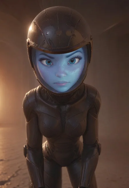 em5588, angry, face stranger, anthropoid robotic body, heading glass helmet closed, (alien from film hollywood), space_backround, Once Human, otclillsn;
((the grand spaceship from the movie "Alien",  spaceship, on cute big illuminates as view ports, in space with milky way in background, 4k));