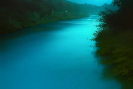 river, blue light