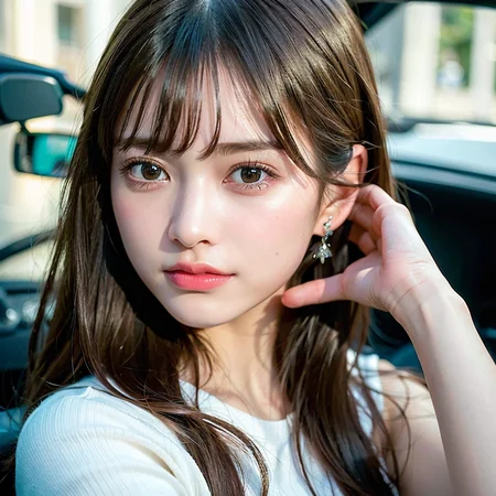 (best quality, masterpiece:1.2), ultra high detailed face, (realistic, photorealistic:1.4), 1girl in a sports car, solo, beautiful detail,  <lora:japanesedolllikenessV1_v15:1>, 8k, RAW Photo, CG, full body, long hair, (intricate details:1.1), ultra detail beatiful eyes, earrings