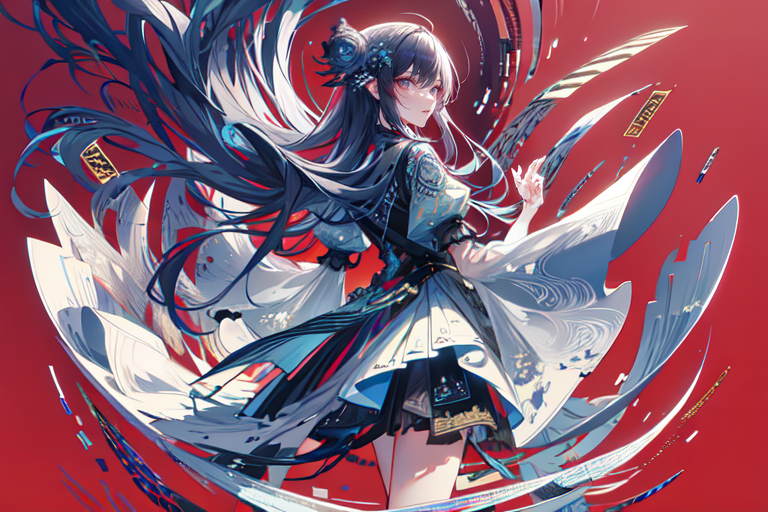 highly insanely detailed, masterpiece, top quality, best quality, highres, 4k, 8k, RAW photo, (very aesthetic, beautiful and aesthetic),  
(code_style,codestyle), 
<lora:CodeStyle (half generic class)_564920:0.8>, 
(1girl:1.3), 1other, 
(floating:1.3),floating hovering_merchant_stands,sky_market,floating_islands,rich plum background,camo background,(colored mosaic background,bold color background:1.2),âââ