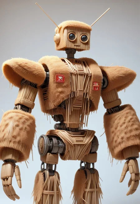 `masterpiece,best quality,absurdres,made of straws, straws, robot