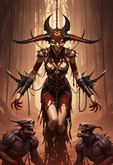 AMAZING QUALITY, MASTERPIECE, CARNEVIL, 1GIRL, CHAINS, MONSTER, BLOOD, ARM WEAPONS, SHARP TEETH,