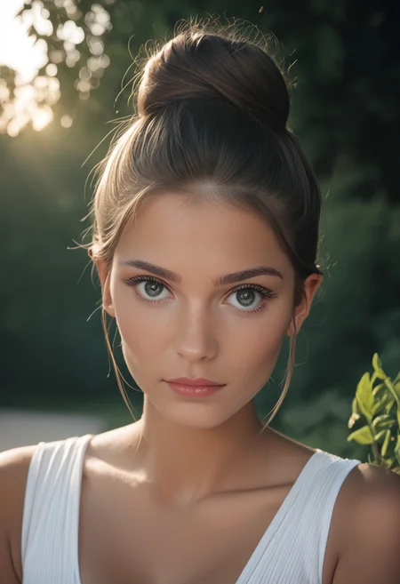 real_beauty, score_9, score_8_up, score_7_up,
1girl, 24 years old, beautiful eyes, hair in a bun, bright eyes, fit, perfect skin,
RAW photo, portrait, hyper detailed, ray tracing, outdoors, dramatic lighting, afternoon, portrait