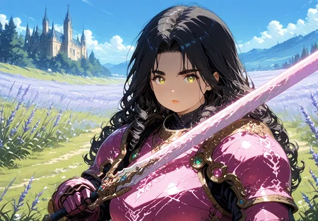 IllusP0s, PonyScores7, source_anime, ah1, IllustriousQual, interesting, exciting, spectacular, wonderful, 
BREAK <lora:xl_more_art-full_v1:0.2>, <lora:aesthetic_anime_v1s:0.2>, <lora:EpicF4nta5yXL:0.2>, <lora:detailxl:0.2>, detailxl, <lora:Fant5yP0ny:0.2>, amazing quality, best aesthetic, absurdres, illustration, Volumetric_Lighting, ultra-detailed, very aesthetic, intricate details, best_quality,  <lora:Anime_Aesthetic_Wallpaper_StyleIllustriousXL:0.2>, aniwall, anime, 8k wallpaper, <lora:Beautifullish_enhancer:0.2>,
BREAK ((riding a submarine)),
BREAK Stable_Yogis_PDXL_Positives, AS-Adult, <lora:Complicated fantasy portrait - XL Pony V2.0:0.2>, bad-hands-5, <lora:HDA_Detailer:0.3>, <lora:natsumi_style:0.5>, <lora:by_usakun-pony:0.4>, by usakun, <lora:Akina_Bbw_Style_-_PonyXL:0.2>, AkinBw, ((upper body shot)),
BREAK 1girl, mature female, (curvy), round-chin, caucasian, <lora:ETO_OC_Illustrius:0.5>, eto_oc, skindentation, (plump), thick thighs, wide hips, busty, voluptuous, <lora:venus body PonyXL:0.3>, <lora:shinyskin2:0.2>, glistening skin, HDA_FatGirlXL, 
BREAK ((<lora:PonyFantasyKnightsV4:0.8>, (hkstyle:1.2), wearing armor, (holding neutral __etocolours__ glowing sword:1.2), wielding a sword, (mystical holy energy), (glowing armor, glowing sword), (magenta haze armor decorated with gold and soft lavender accents), (colorful energy coming from blade))),
BREAK (curly hair), long hair, (black hair:1.4), (parted hair:1.7), messy hair, kinky curls, <lora:hairdetailpxl:0.2>, hairdetailpxl,
BREAK (half green and brown eyes), (colorful eyes), (multicolored eyes), (downturned eyes:1.4), <lora:expressive eyes:0.2>, expressive eyes, <lora:eyedetailpxl:0.2>, eyedetailpxl, <lora:Eyes_High_Definition:0.2>, EyesHD, (round face:1.2), (thick eyebrows:1.3), (plump face), <lora:Round_face:0.2>, lips, 
BREAK ((tareme expression)), <lora:Expressive_H:0.2>, Expressiveh, <lora:Emotional_Anime_Expressions_PonyXL_Concept:0.2>, emotional, <lora:Best_Facial_Expression_LoRA_PONY:0.2>, looking at viewer, <lora:Detailed expressive EXEV style -XL Pony V1.0:0.2>, FaceDetail, <lora:Best_Facial_Expression_Helper_XTREME_ILLU:0.2>, kaogei,
BREAK ((({playing with toys|having a tea party|posing for a photo|enjoying a picnic|dancing at a party}))), <lora:Background Detailer - SDXL:0.8>, 4k, 8k, Ultra HD, Masterpiece, Best quality, Detailed background, <lora:Add_more_details_V2_XLpony:0.4> full_details, <lora:èæ¯LoRA-architecture-backgroundIL:0.2>, <lora:background-architecture-v1-1:0.2>, architecture background,