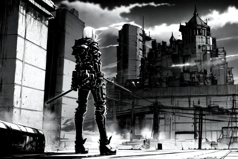 highly insanely detailed, masterpiece, top quality, best quality, highres, 4k, 8k, RAW photo, (very aesthetic, beautiful and aesthetic),  
tsutomu nihei,nihei_tsutomu,blame!,blame gakuen!,abara,TNstyle,sidonia_no_kishi,wire,drainpipe,ventilation fan,ventilation shaft,toha heavy industries,foggy,smoke,mist,fence,concrete walls,metal walls,lantern,machinery,dark sky,black sky,dome,air conditioner,walkway,buildings,bridge, 
<lora:ABARA:0.7>, 
(1girl:1.3), 
solo focus, 
motorbike with a red frame, sport type, alloy wheels, gel seat, with saddlebags,âââ