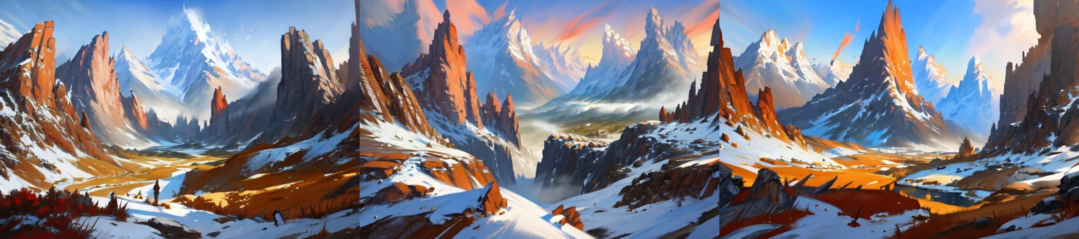 (otherworldly), highly insanely detailed, masterpiece, top quality, best quality, highres, 4k, 8k, RAW photo, epic medieval fantasy, 1boy, bird, fanmou, landscape, mountain, nature, outdoors, ruins, sky, solo, tree, winter, <lora:Fantasy_Mountains:0.7>, epiCPhoto, (fantasy world)