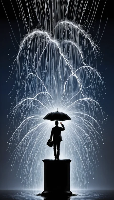 line art drawing Elevated"The symphony of rain, a serenade from the heavens, cleansing the earth with its rhythmic melody.", professional, sleek, modern, minimalist, graphic, line art, vector graphics, <lora:RMSDXL_Creative:3.5>