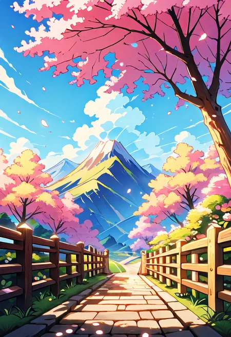 score_9, score_8_up, score_8, pnkBldng, sky, day, cloud, tree, blue sky, no humans, stairs, mountain, fence, path, BREAK, blooming stars, luminescent petals, otherworldly fragrance blurry background, (glowwave:1.1), BREAK, embedding:zPDXL, Expressiveh, <lora:PinkBuildingsPDXL_v2:0.6>, <lora:SDXLFaeTastic2400:0.5>, <lora:Expressive_H-000001:0.4>,