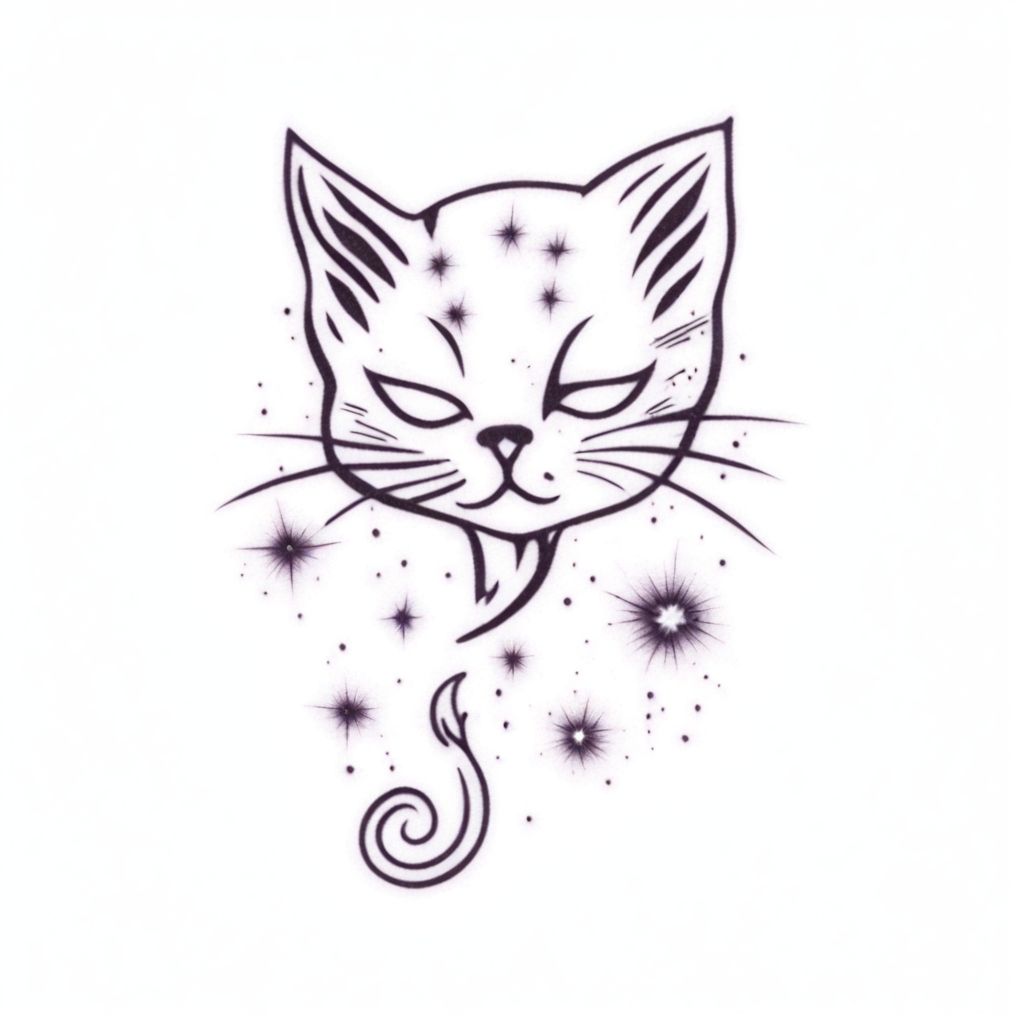Sparkle kitten tattoo <lora:SDXL-tattoo-Lora:1>