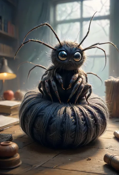 omg :O, is that for me? As a common spider, it might come in handy to knit an over-sized pullover, <lora:ral-smolinzect:0.4> <lora:Cute_Drawing:0.3>