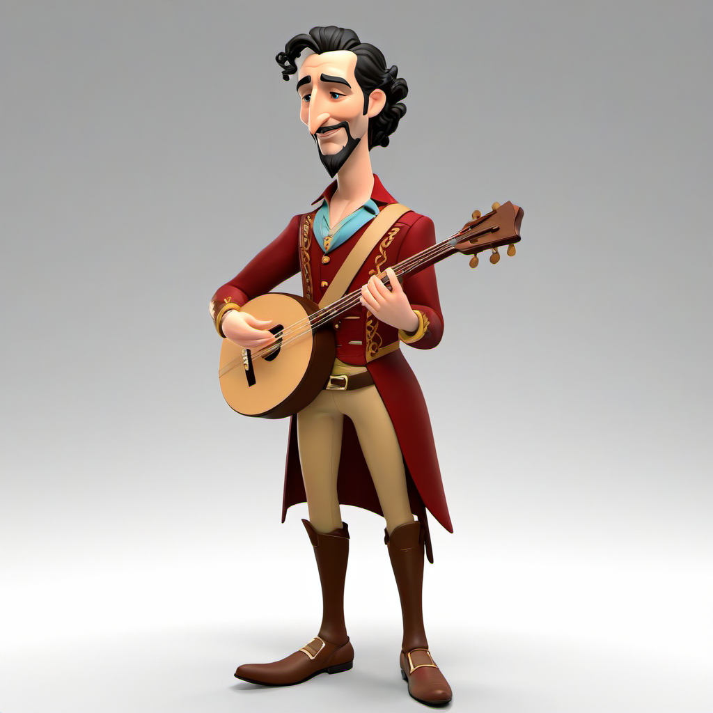 man character standing Bard, musical, storytelling, troubadour, charismatic, entertainer, poetic, lyrical, musician, performance.  <lora:STYLIZARD_v1:0.95>