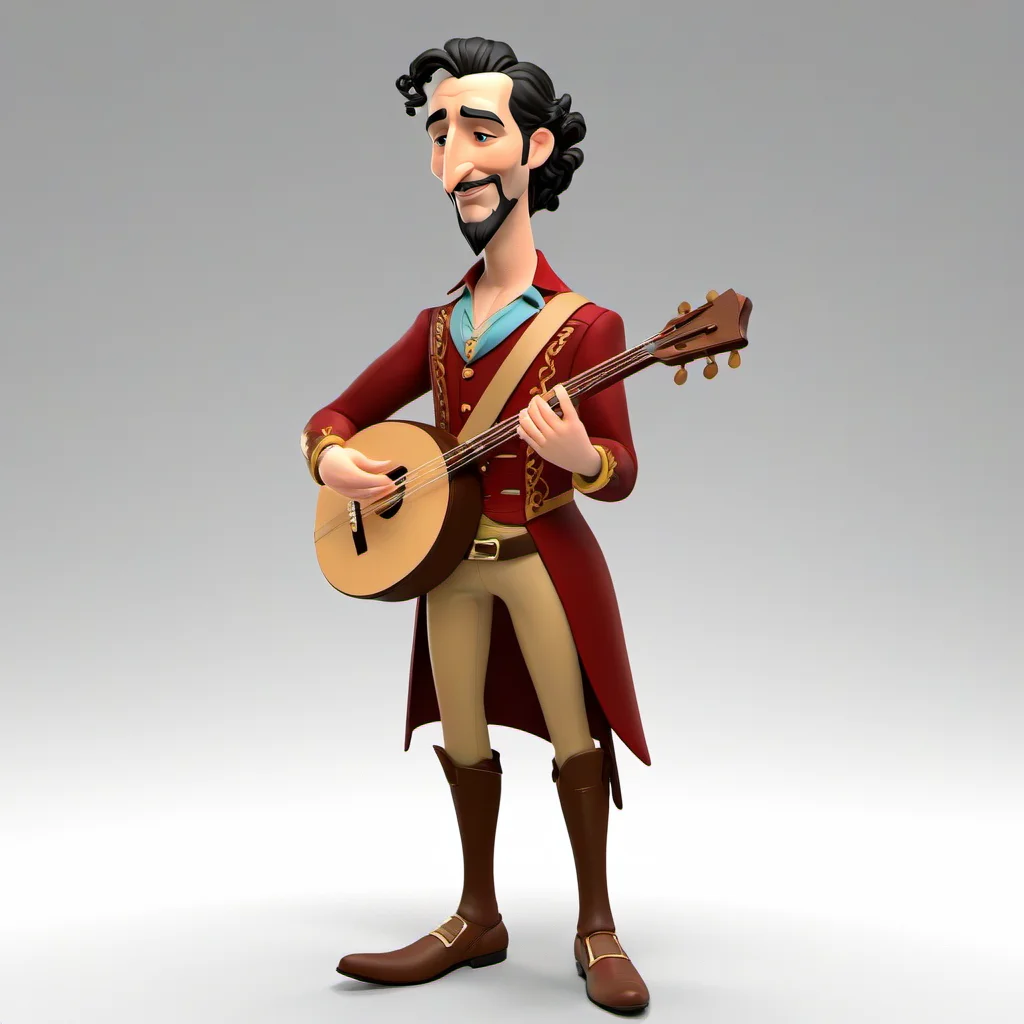 man character standing Bard, musical, storytelling, troubadour, charismatic, entertainer, poetic, lyrical, musician, performance. <lora:STYLIZARD_v1:0.95>