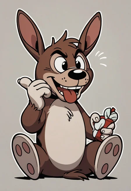 (score_9 | score_8_up | score_7_up) ((masterpiece:1))(best quality,very high quality,ultra detailed:1.2) (2D,cartoon style,anime style)(Smooth:2)(clean blurring) (four fingers on each hand,one thumb on each hand:1), solo, charles, dog, black spot on left eye, white fur, paw, dog paws, donkey dog hybrid, Full Donkey, half donkey, donkey head, donkey ears, donkey tail,