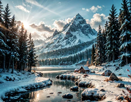 score_9, score_8_up, score_7_up, realistic, photorealistic, fantasy, medieval, dnd, scenery, a little island in a lake, covered in snow, in a peaceful glacial lake, trees on the island, dawn, pinkish hues on the landscape, Icy, Cold touch, peaceful atmosphere, Ground view, Sense of foreboding, light rays, exotic flora, fantastic animals, god rays, <lora:GodRays:0.8>, extremely detailed, hyperdetailed art, high resolution, highly detailed, masterpiece, <lora:cfg_scale_boost:0.7>