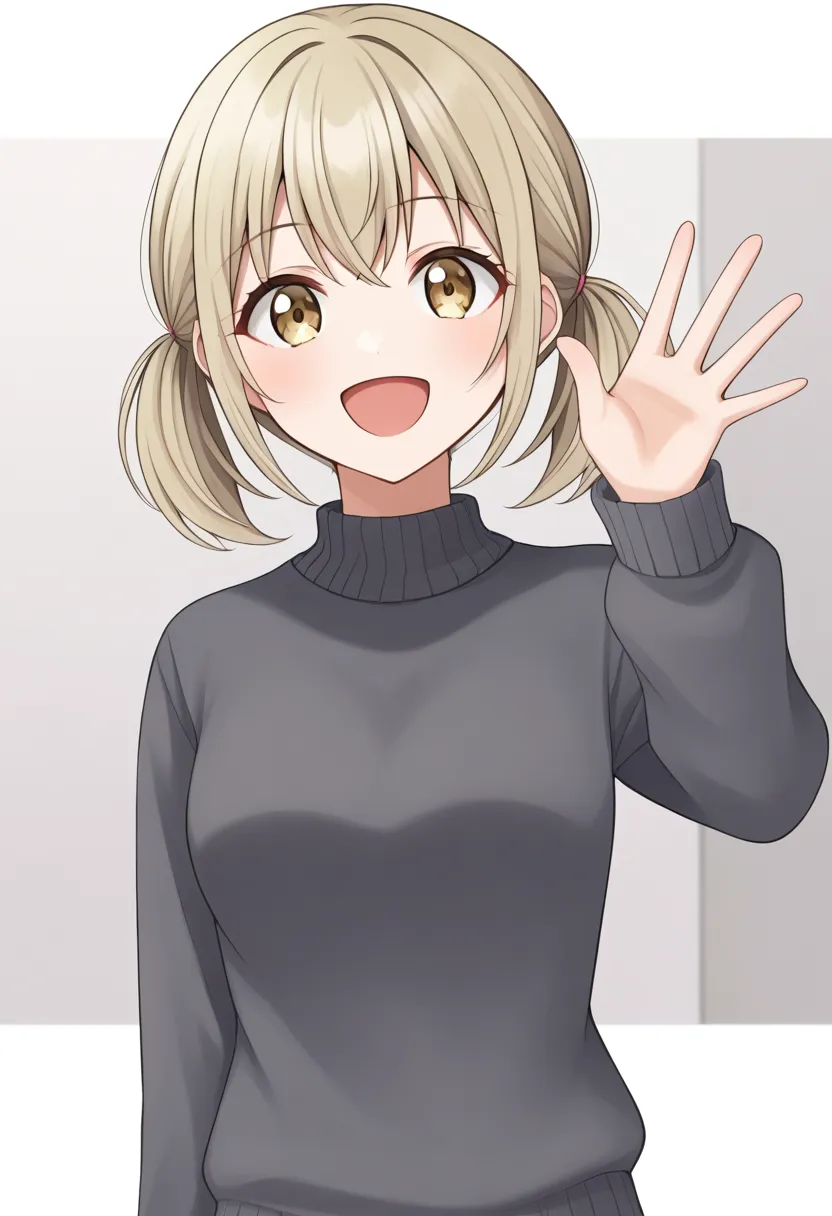 azusawa kohane, project sekai, sweater, hand waving <lora:ps-pd6-4:1>