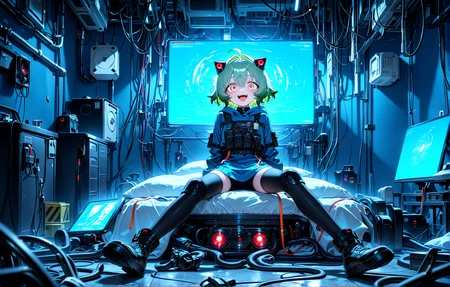 masterpiece, best quality, amazing quality, very aesthetic, absurdres, newest,
blue_background (blue_screen_of_death error_message glitch:1.5)
smile open mouth full_body green hair
{{best_quality}},{{amazing_quality,very_aesthetic}},
masterpiece, best quality, amazing quality, very aesthetic, absurdres, newest, volumetric lighting, <lora:spo_sdxl_10ep_4k-data_lora_webui:1.0>