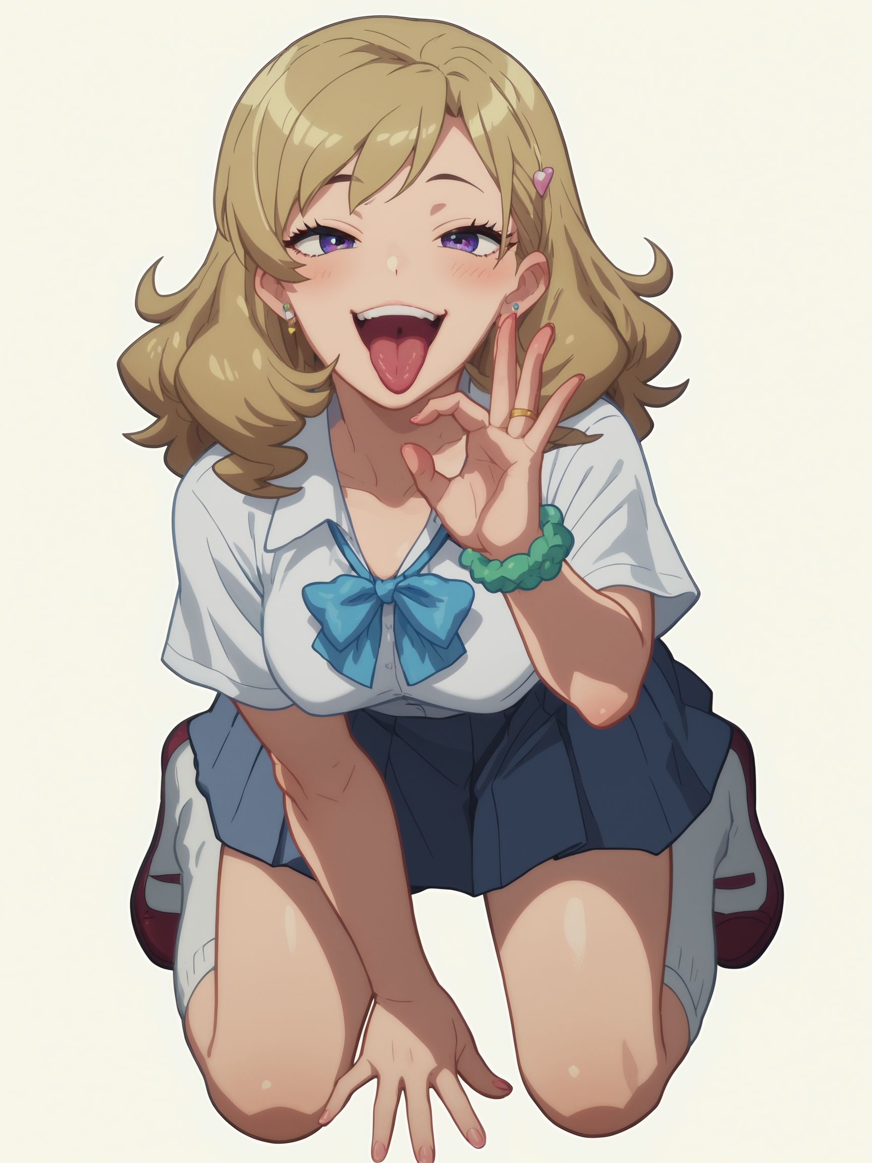 score_9, score_8_up, score_7_up, score_6_up, score_5_up, score_4_up, anime screencap,
1girl, bitchko <lora:bitchko_(jk_bitch)-PD-1.0:1>,
simple background, white background, full body,
school uniform, kneeling, fellatio gesture, looking at viewer, tongue out,