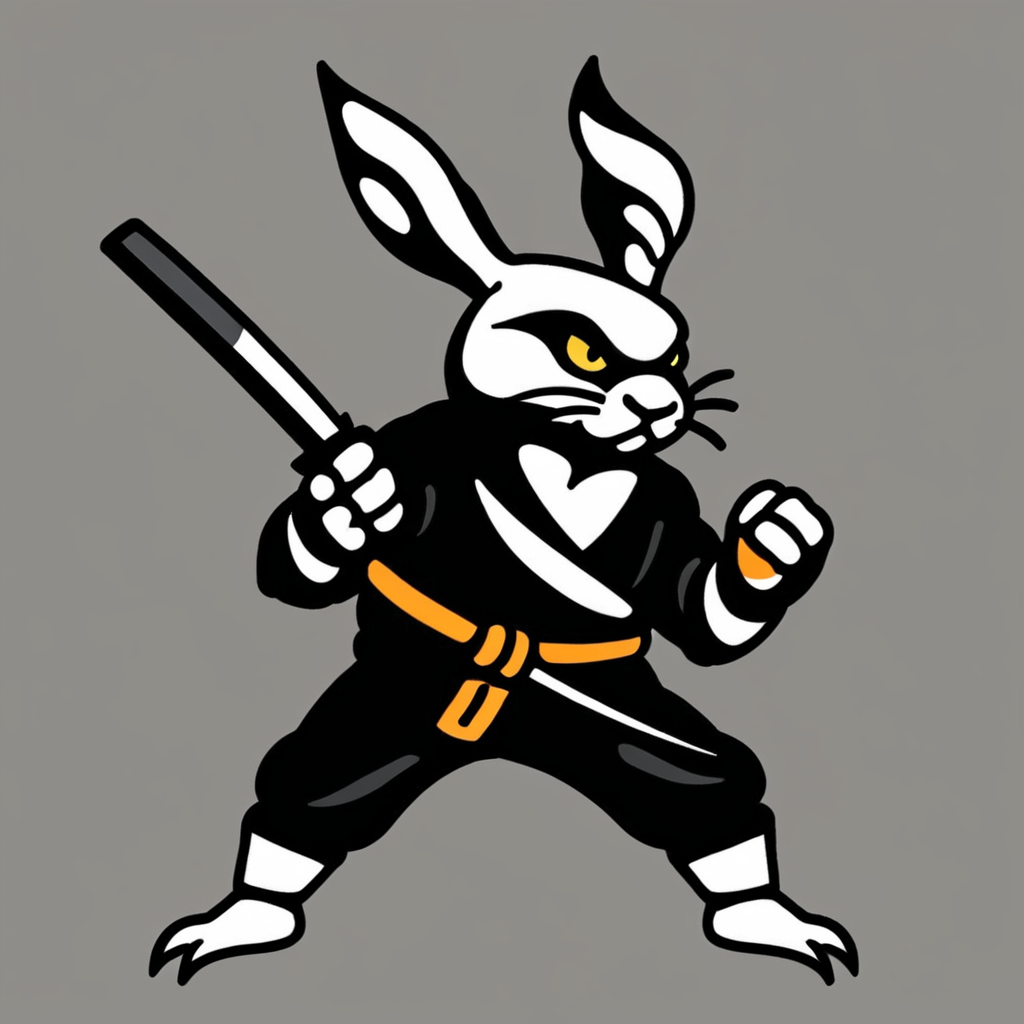 tcc_simple_illustration, stylized drawing of  a ninja rabbit, angry
 <lora:Simple_Bold_Illustration:1.1>