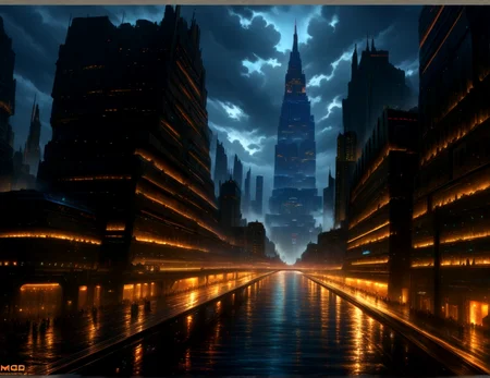 score_9, score_8_up, score_7_up,
<lora:Dystopian_Future_(Architecture)_(SDXL)_(AD):1> Dystopian Future, monumental architecture, architecture, city, cityscape, scenery, building, skyscraper, future, scifi, science fiction,  
8K, In'ei, chiaroscuro, rim lighting, perfect depth of field shot, beautiful, sharp focus, crisp details, subsurface scattering and reflections, god rays, ray tracing, 
idealized city, wide boulevards, busy city center, large plazas, plazas, photographic anime clouds and haze, dark rainy overcast skies, black clouds, abysmal haze, photographic realism, buildings, skyscrapers, metropolis, 8K CGI render, oppressive scale of architecture, black titanium, science fiction masterpiece, 
(in the style of and art by midjourney, greg rutkowski, raphael, James Gurney, Thomas Kinkade, ), 
BREAK zPDXL, zPDXLxxx, <lora:sdxl_lightning_8step_lora:0.4> <lora:detailed_notrigger:0.5>