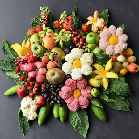 <lora:SDXL_Fruits_Sa_May:1> made from fruits, a flowers