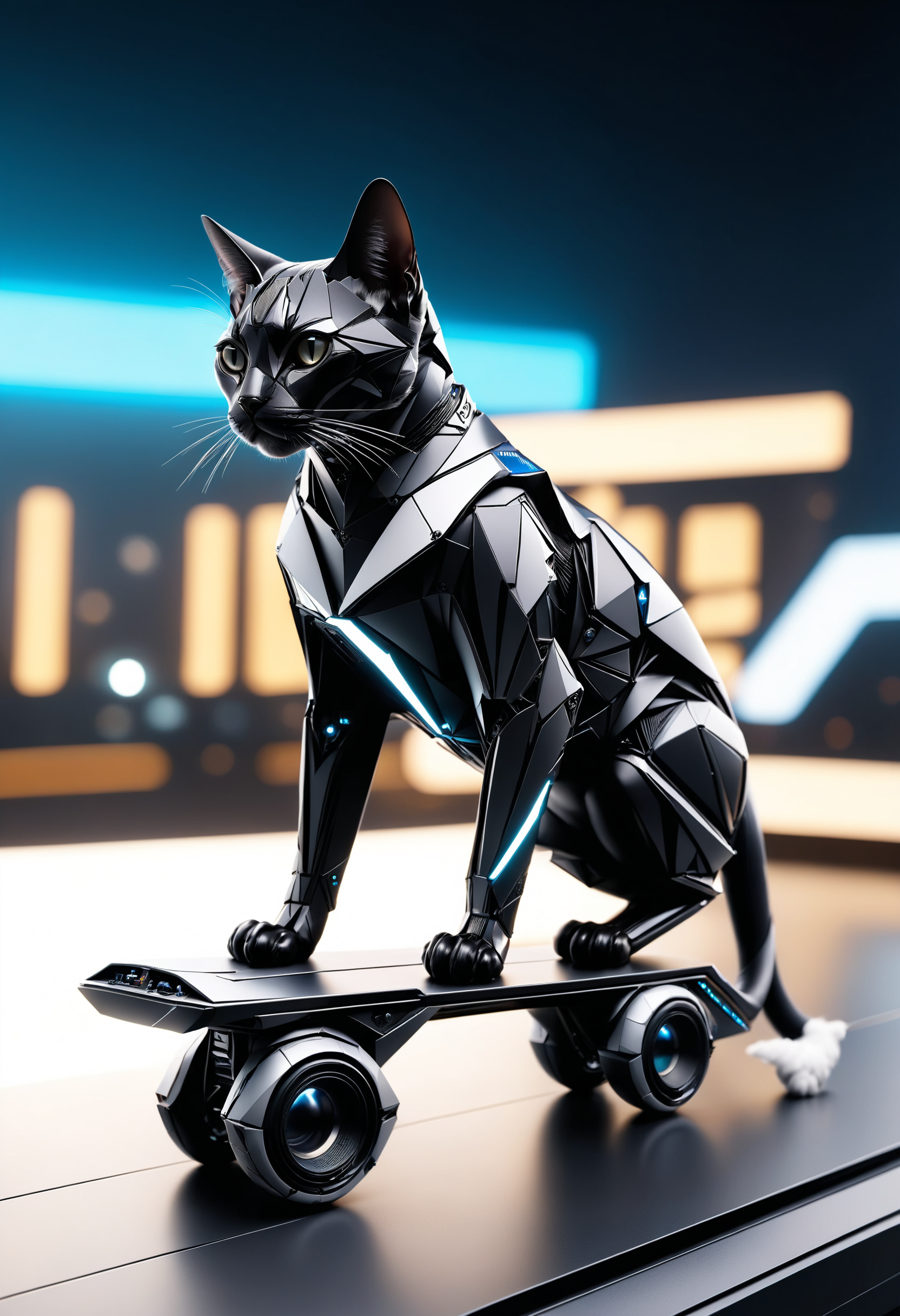 cinematic photo astro cat wearing something riding a [skateboard : large flat cat: 5], high tech suite, side view
<lora:dvr-shrp:1> dvr-shrp . 35mm photograph, film, bokeh, professional, 4k, highly detailed