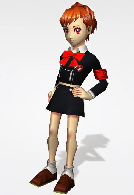 score_9, score_8_up, score_7_up, source_anime, BREAK 1girl, looking at viewer, hand on own hip, <lora:zs_N64ZeldaStyleXL:1> n64zeldastyle, 3d, polygonal, white background, full body, <lora:persona3_shiomi_ponyXL:1> shiomi kotone, hairclip, gekkoukan high school uniform, black jacket, red bow, armband, long sleeves, black skirt, headphones, digital media player