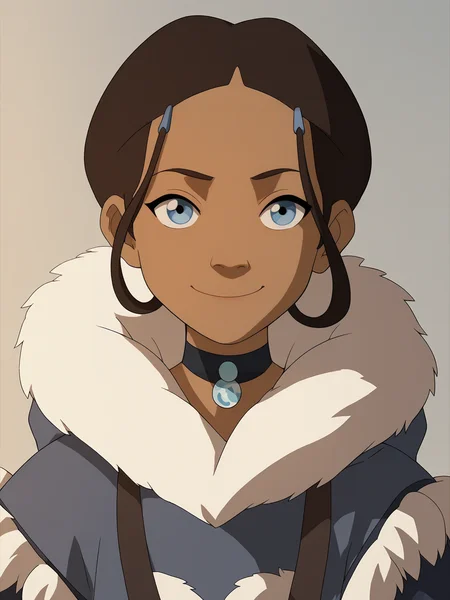 score_9, score_8_up, score_7_up, score_6_up, score_5_up,
solo, dark_skin, 1girl, blue_eyes, brown_hair, smile, dark-skinned_female, short_hair, looking_at_viewer, upper_body, choker, very_short_hair, fur_trim, closed_mouth, black_hair, dark-skinned_male, hairclip
 <lora:Avatar_The_Last_Airbender:1>